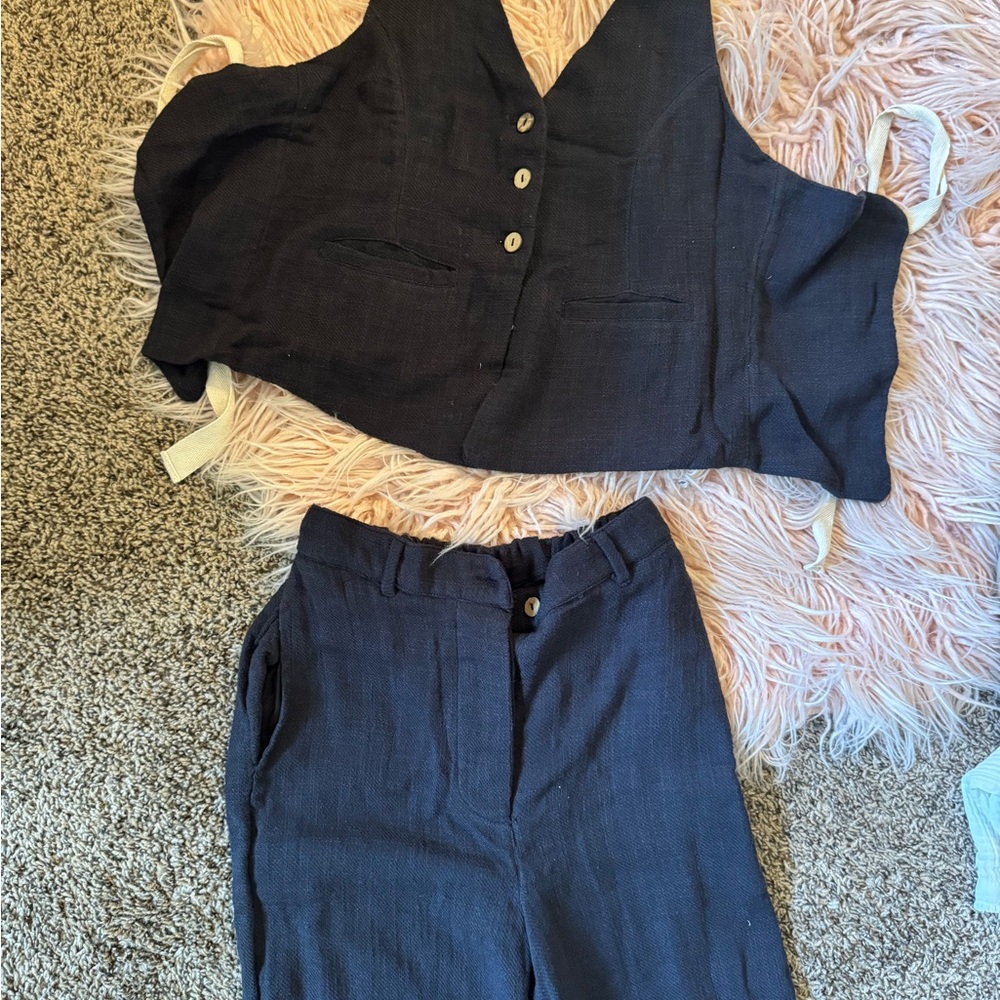 Free People Black Pants and Halter Top Set